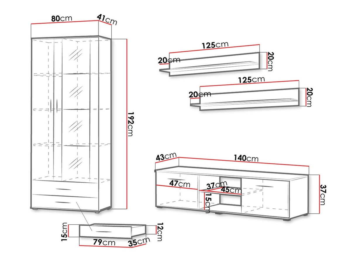 Set za dnevnu sobu Tornola 117 (Belo + Sjajno belo)