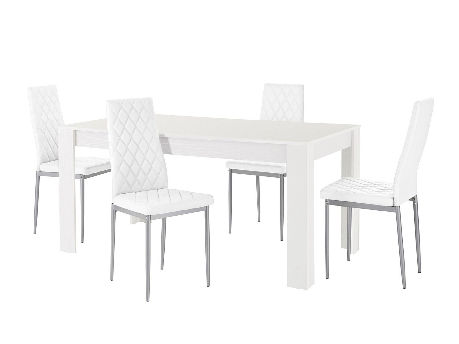 Trpezarijski set Denton 599 (Belo + Srebrna)