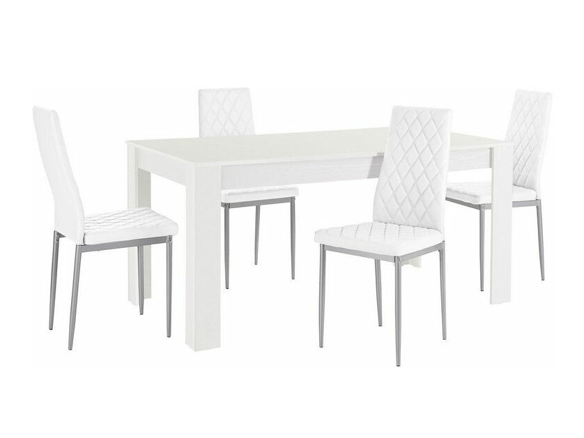 Trpezarijski set Denton 599 (Belo + Srebrna)