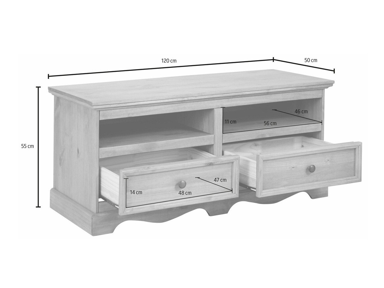 TV komoda Fentivo 102 (Belo + Medeni hrast)