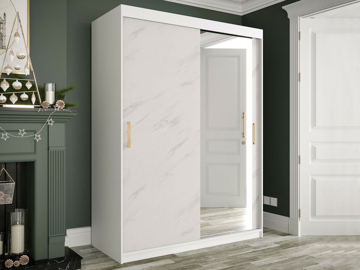 Ormar Hartford 260 (Mat belo + Beli mermer)