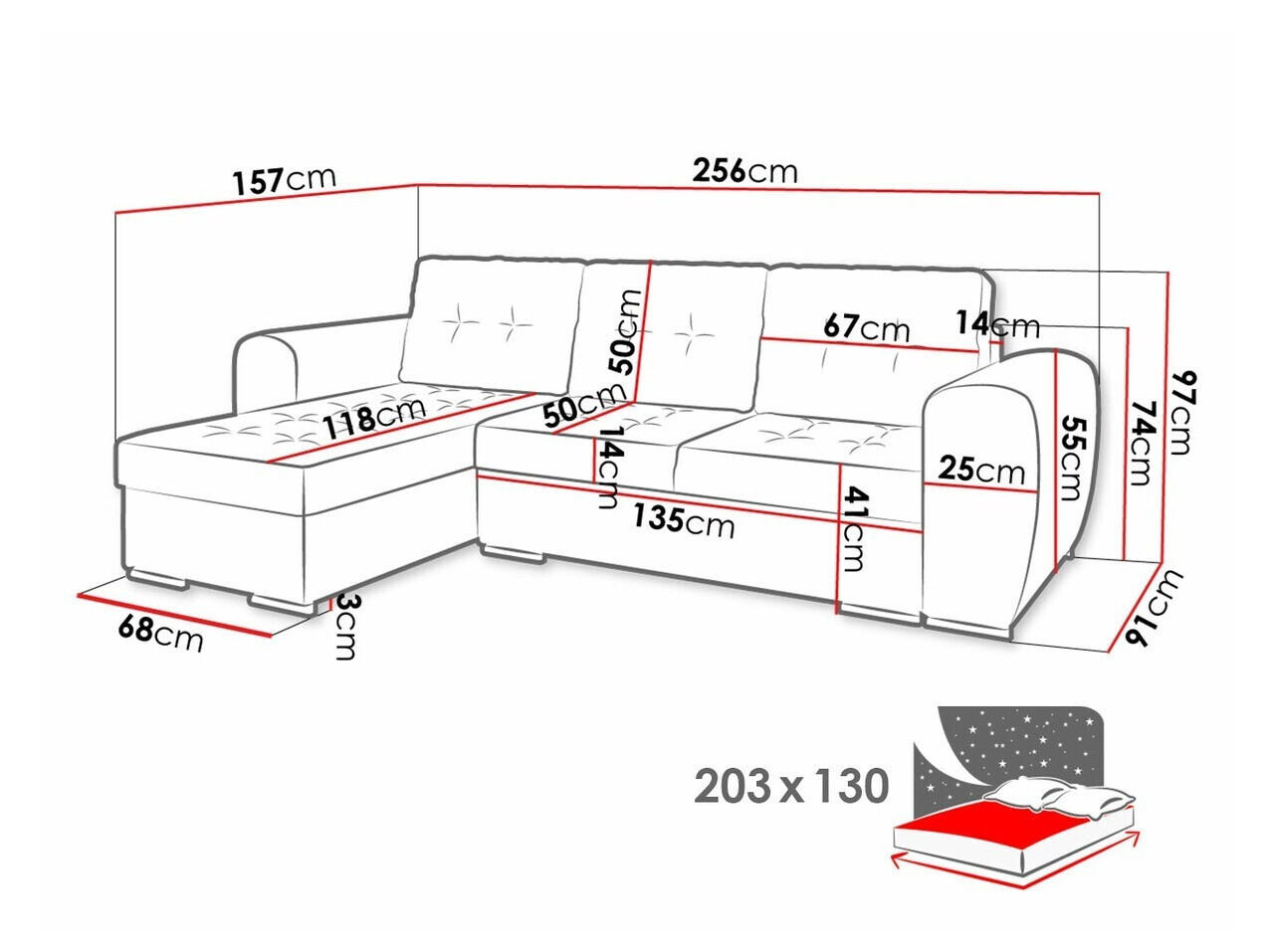 Ugaona sofa Muncie 109 (Monolith 48)