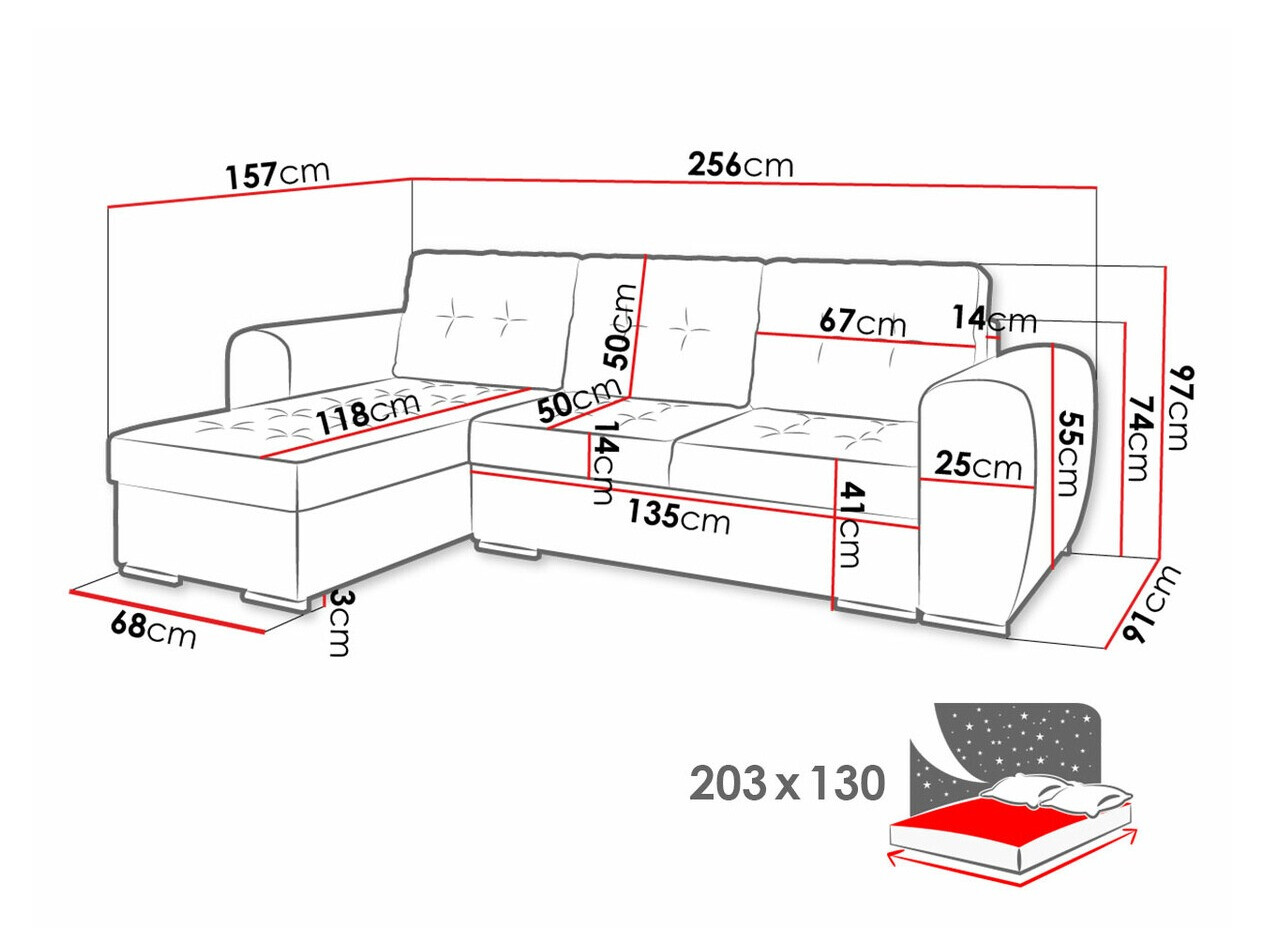 Ugaona sofa Muncie 109 (Monolith 85)