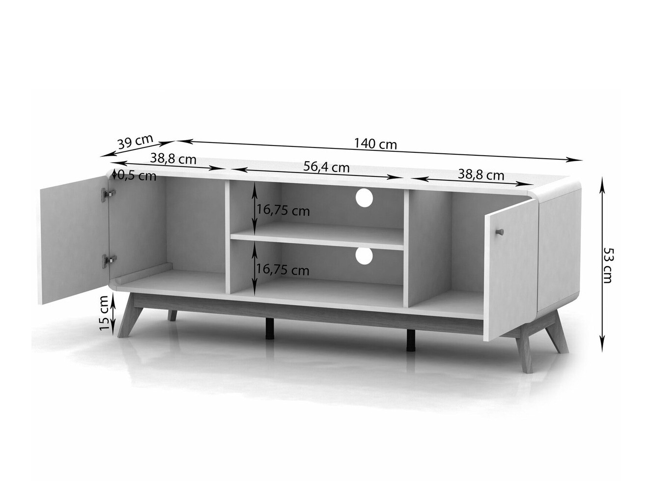 Set za dnevnu sobu Elbtena 113 (Hrast + Belo)