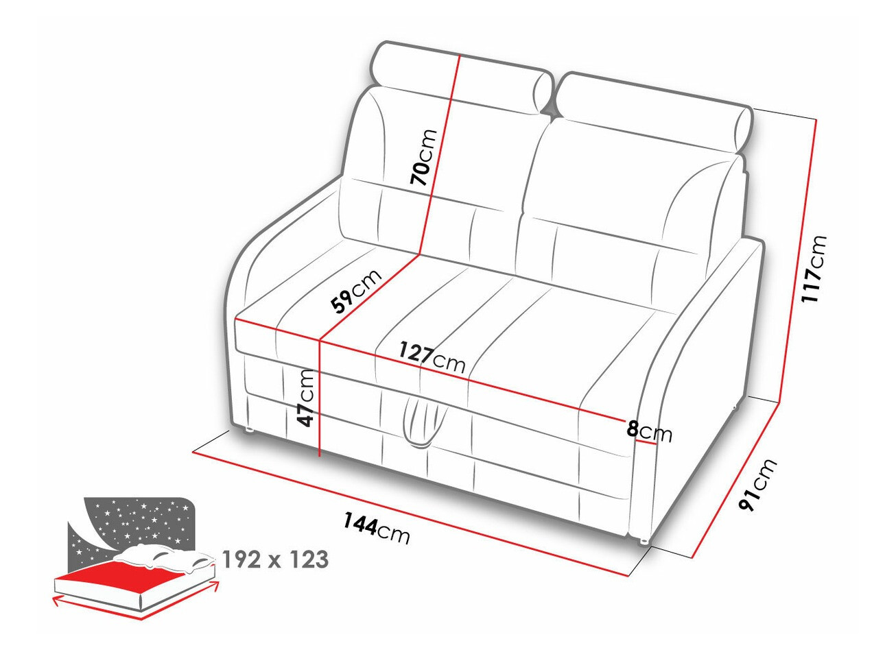 Sofa na razvlačenje Kingsport 109