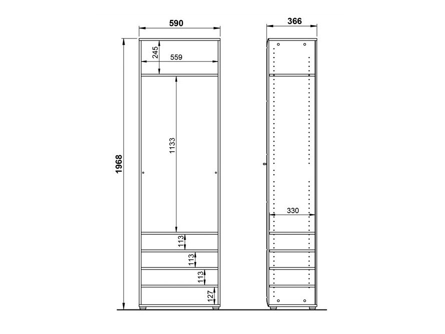 Ormar Livromu 107 (Sjajno belo + Belo)