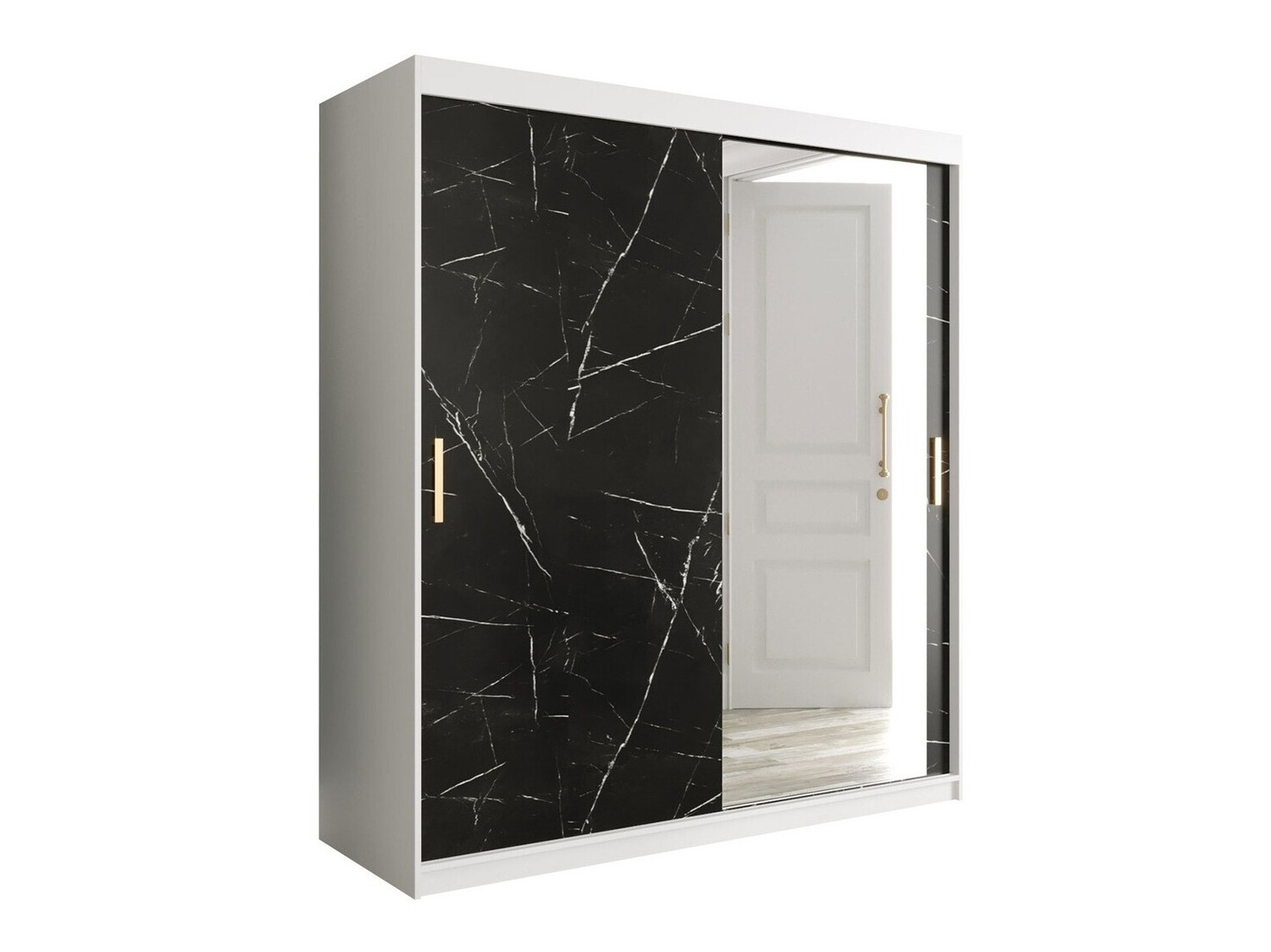 Ormar Hartford 261 (Mat belo + Crni mermer)