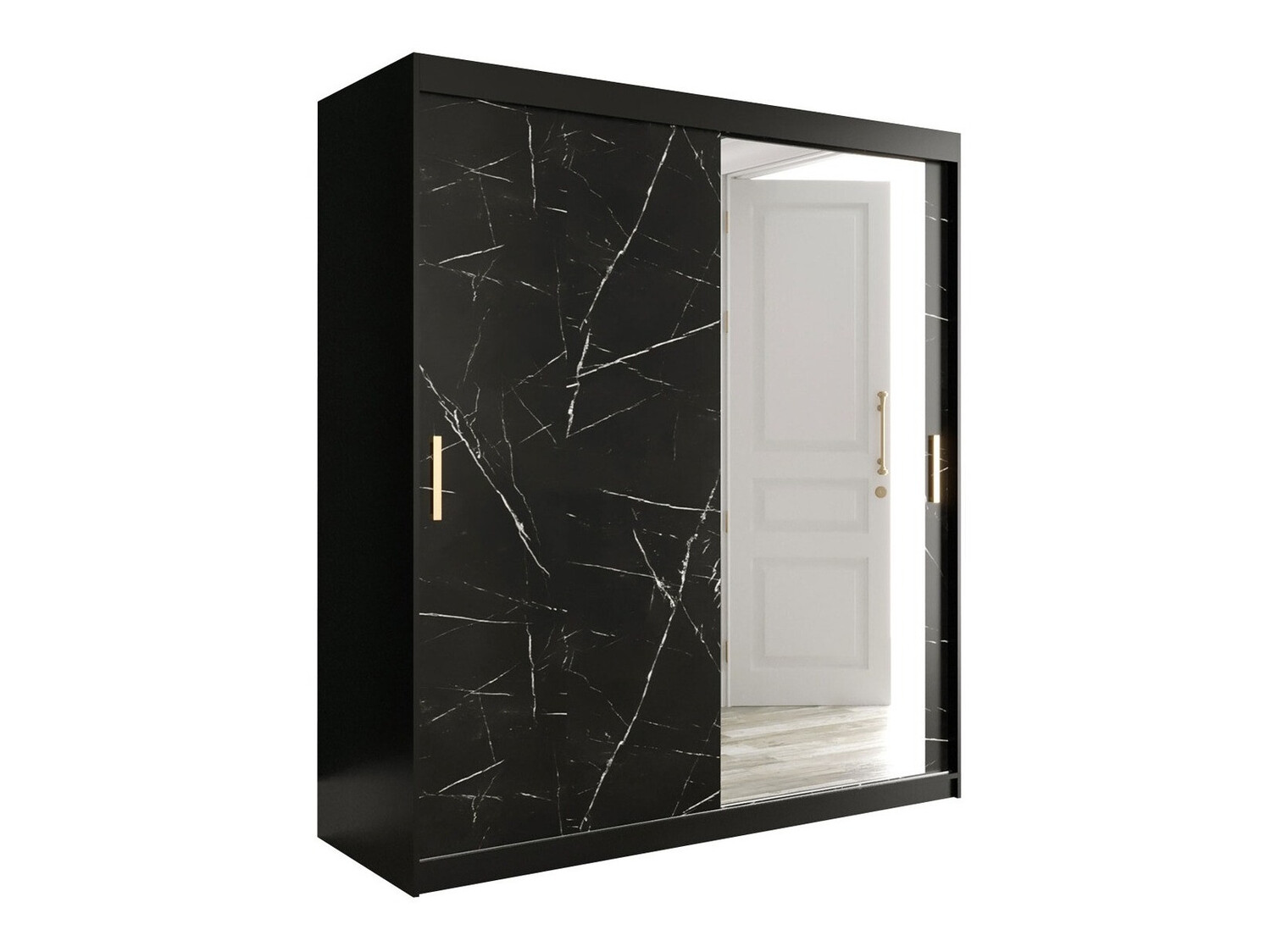 Ormar Hartford 261 (Mat crna + Crni mermer)