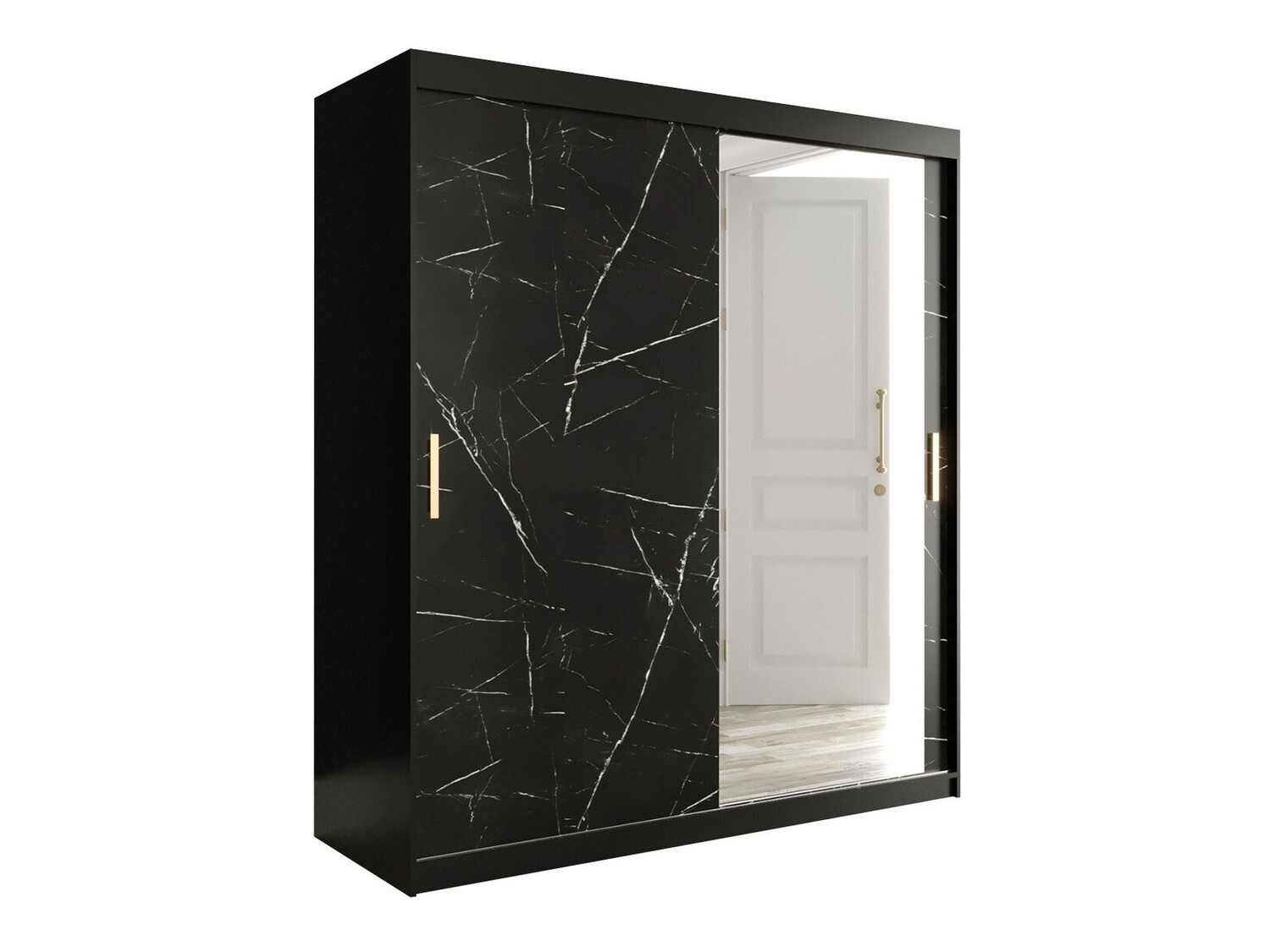 Ormar Hartford 261 (Mat crna + Crni mermer)