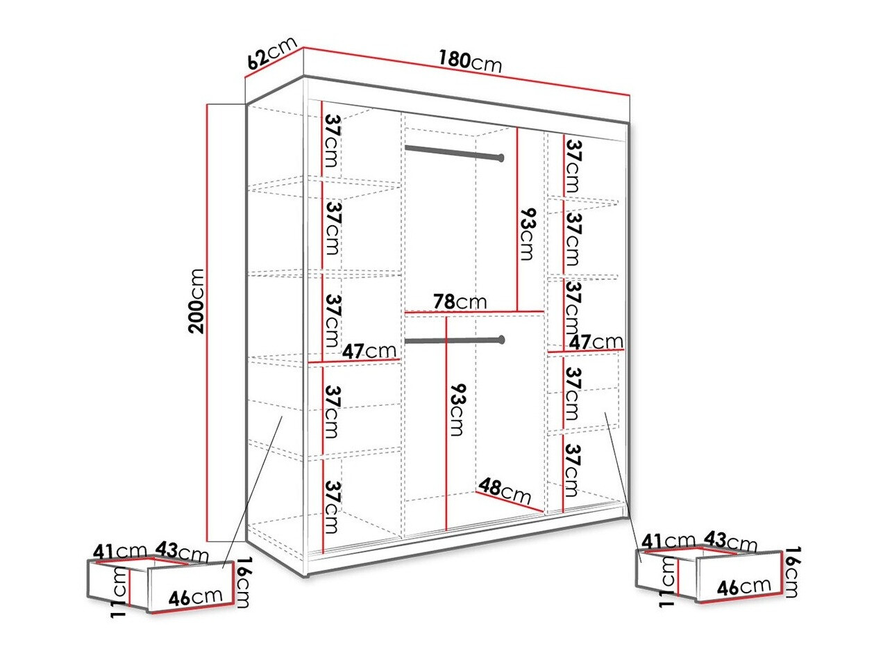 Ormar Hartford 261 (Mat crna + Crni mermer)