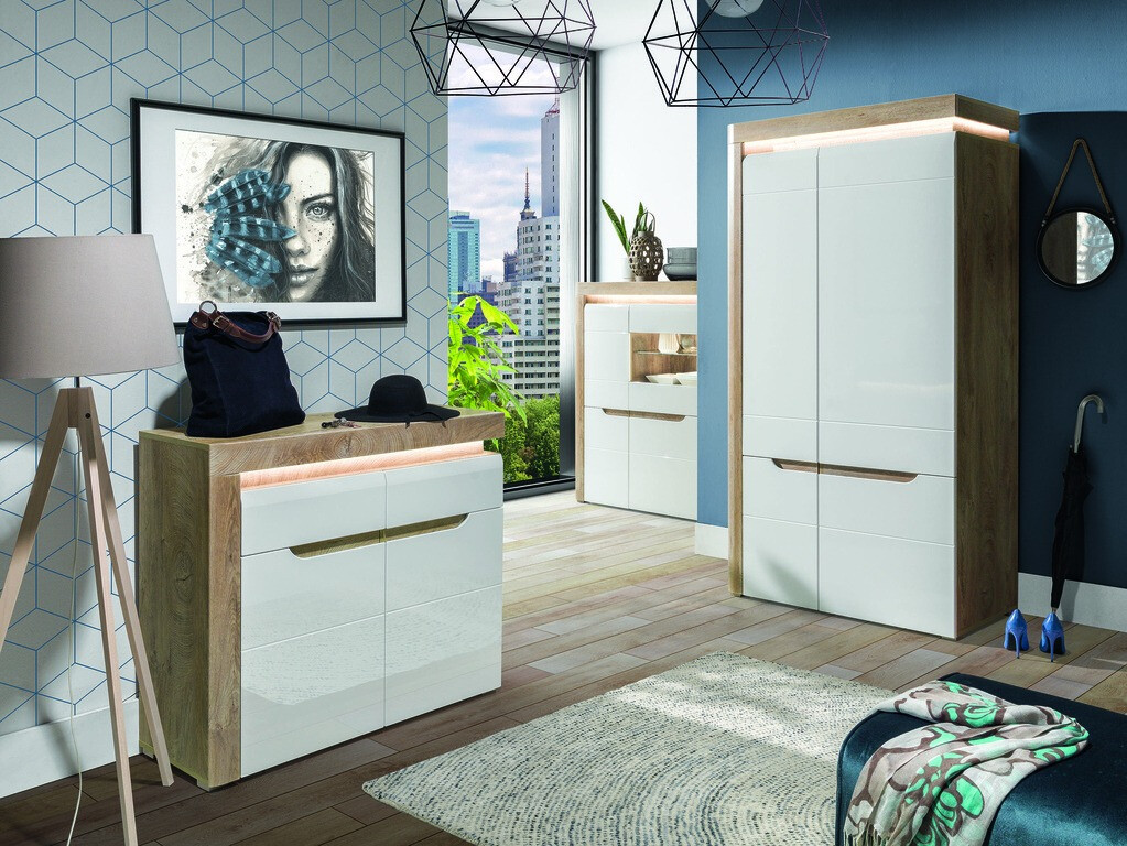 Ormarić Revelmi 104 (Hrast + Sjajno belo)