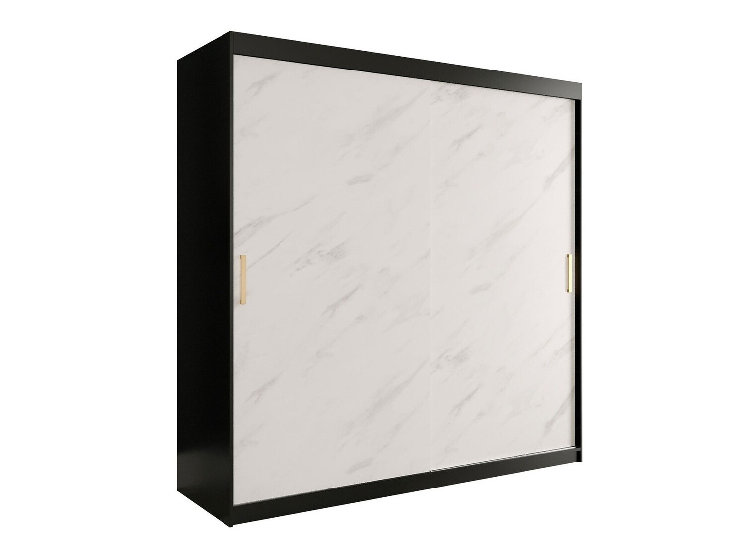 Ormar Hartford 250 (Mat crna + Beli mermer)