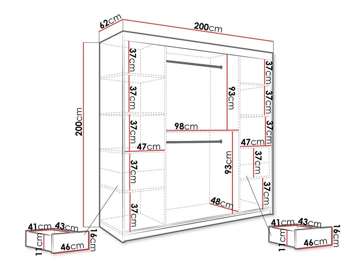 Ormar Hartford 250 (Mat crna + Crni mermer)