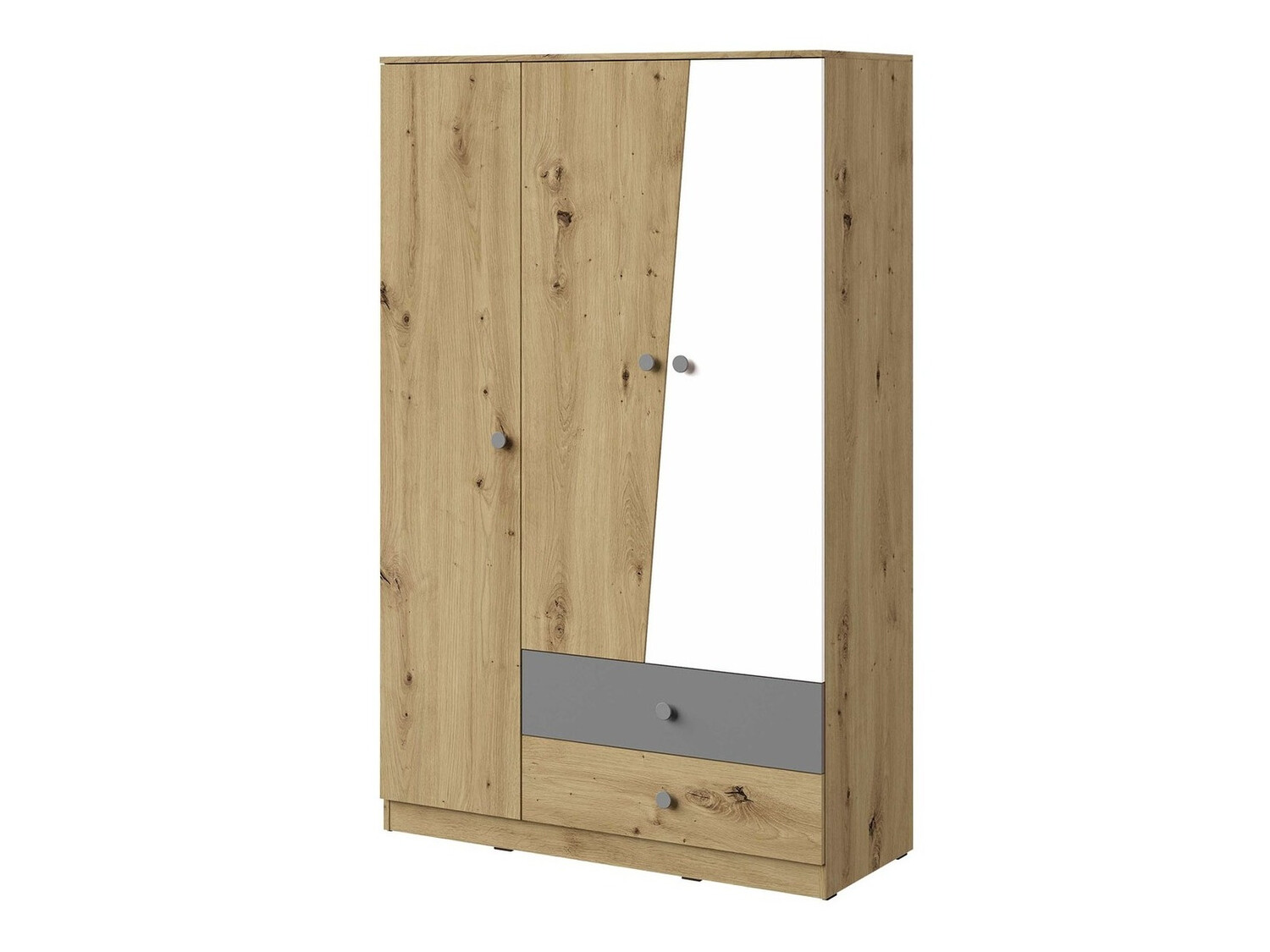 Ormar Almira 102 (Zanatski hrast + Belo + Sivo)