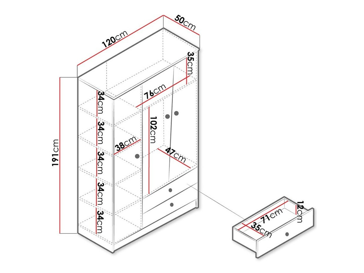 Ormar Almira 102 (Zanatski hrast + Belo)