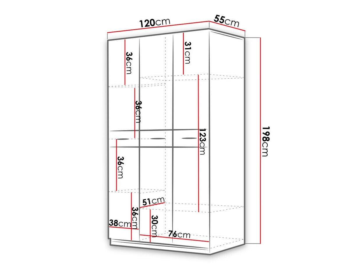 Ormar Salmere 107 (Belo + Sjajno belo + Sjajno roze)