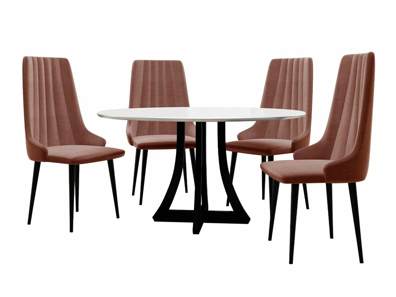 Trpezarijski set Racine 126 (Crna visoki sjaj + Sjajno belo)