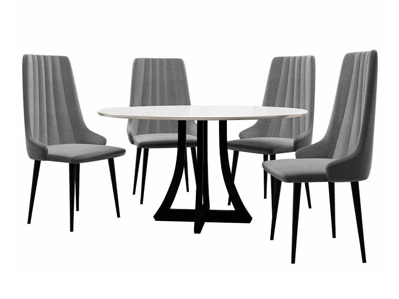 Trpezarijski set Racine 135 (Sjajno crna + Sjajno belo)