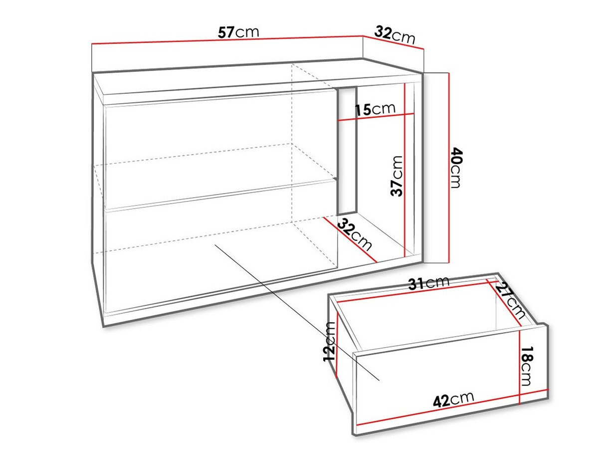 Noćni ormarić Utica 104 (Belo + Sjajno belo)