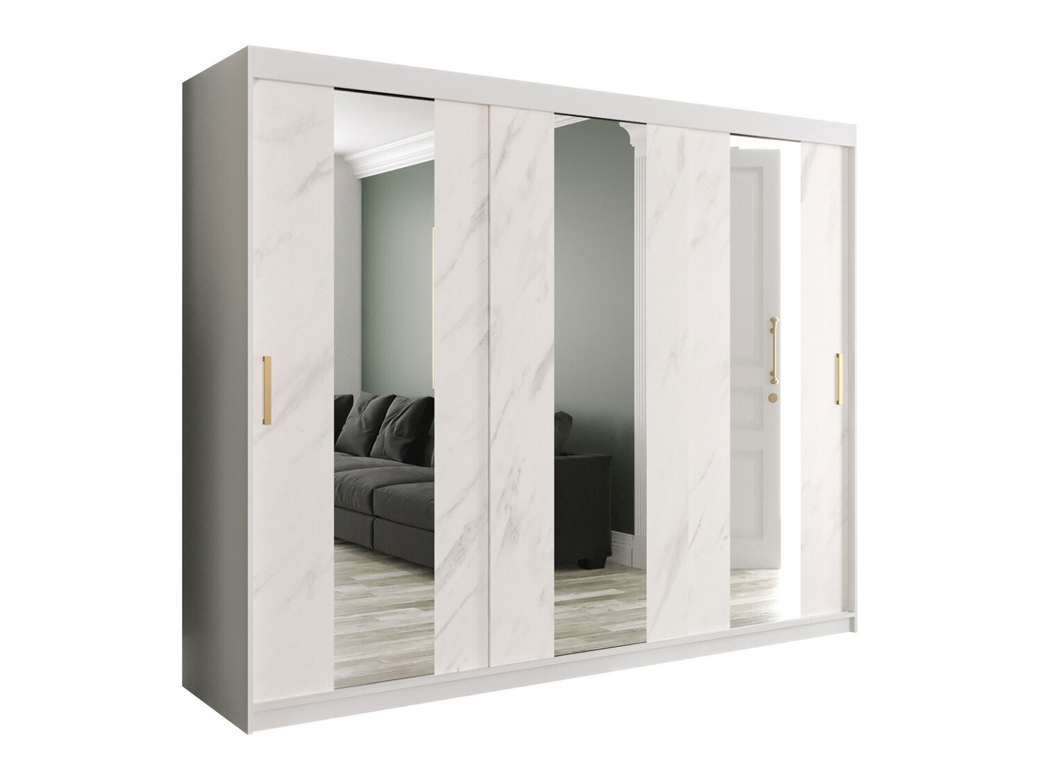 Ormar Hartford 245 (Mat belo + Beli mermer)