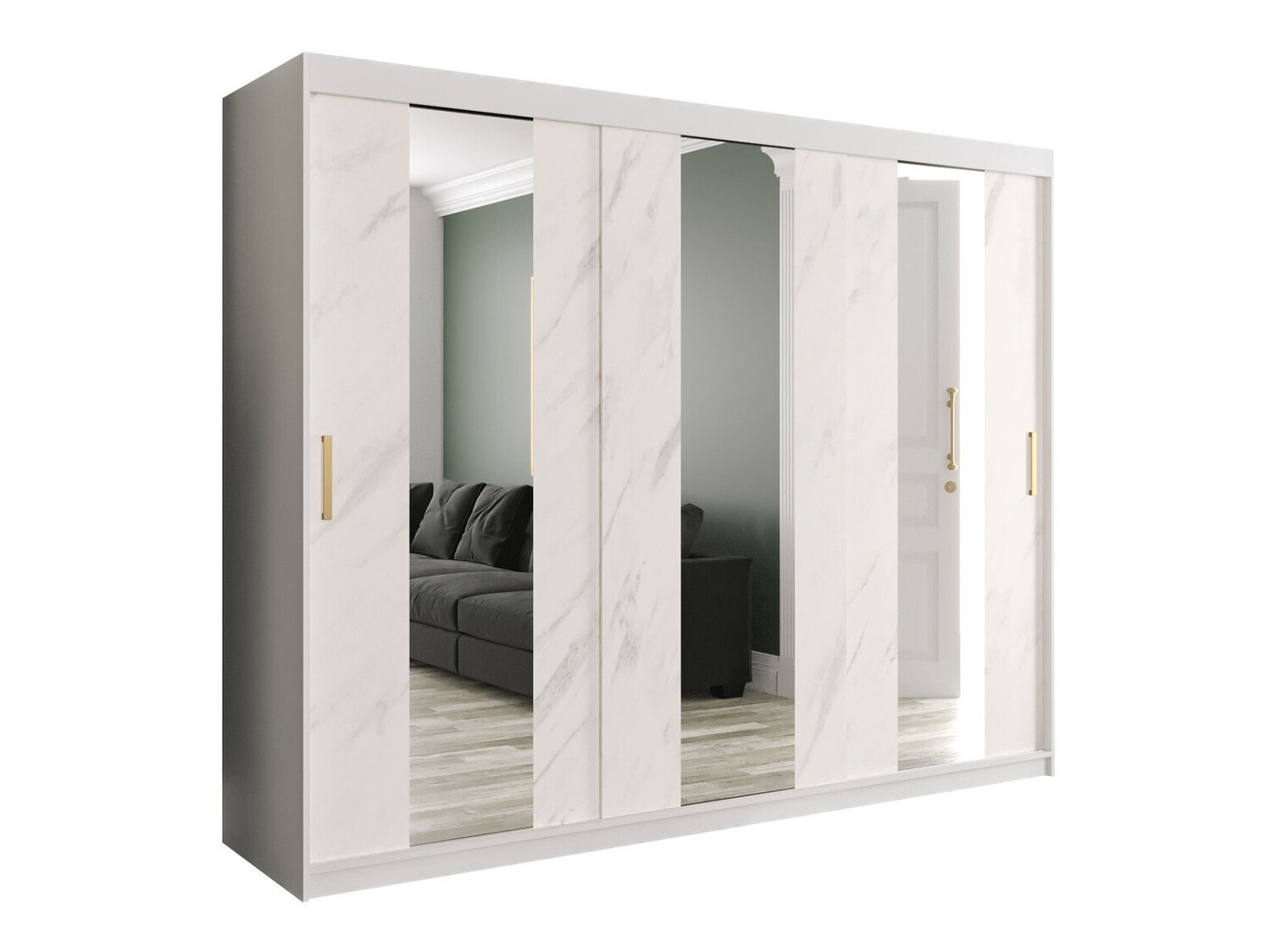 Ormar Hartford 245 (Mat belo + Beli mermer)