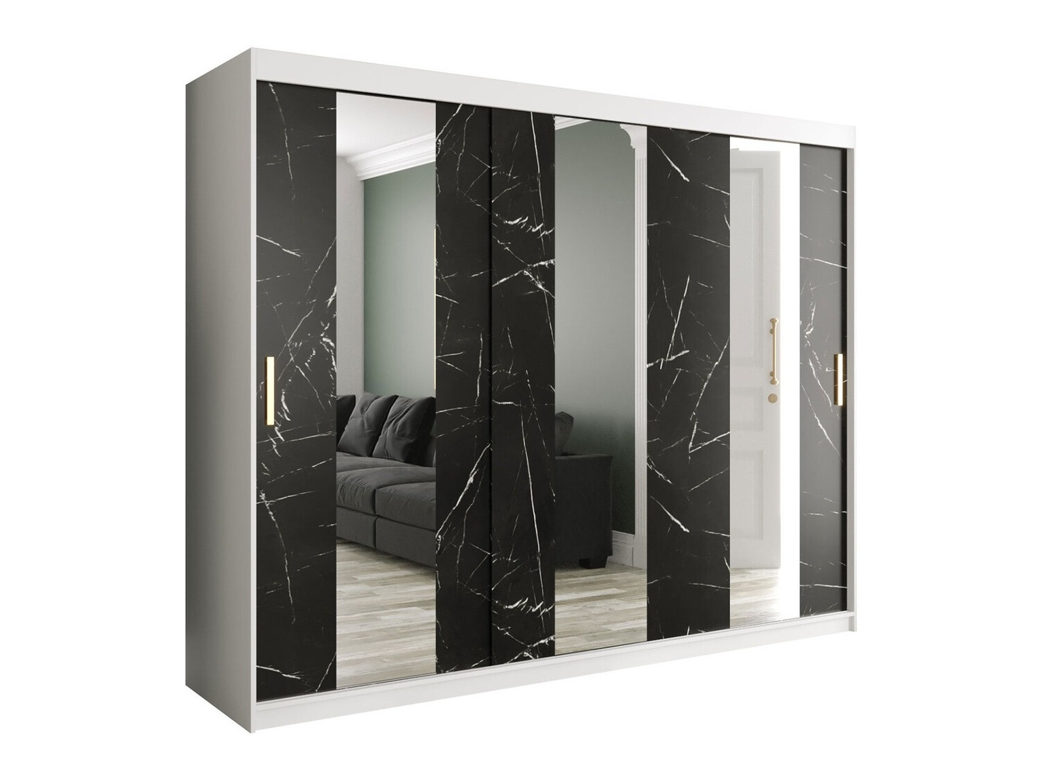 Ormar Hartford 245 (Mat belo + Crni mermer)