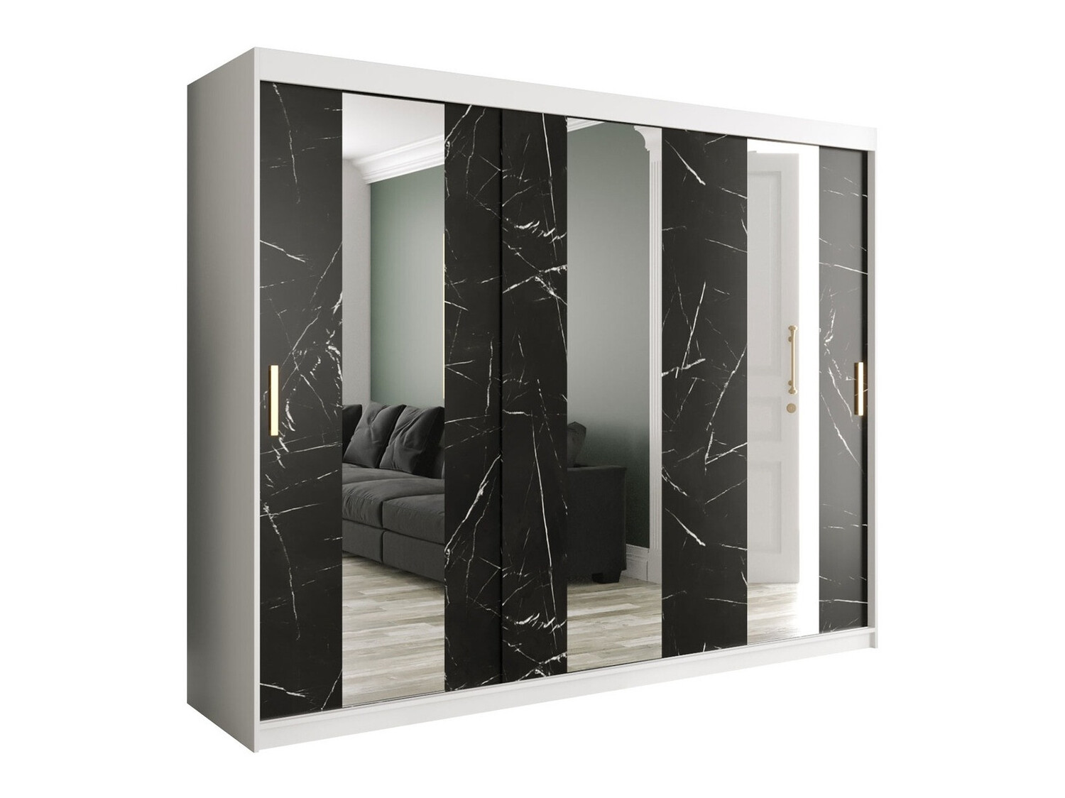 Ormar Hartford 245 (Mat belo + Crni mermer)