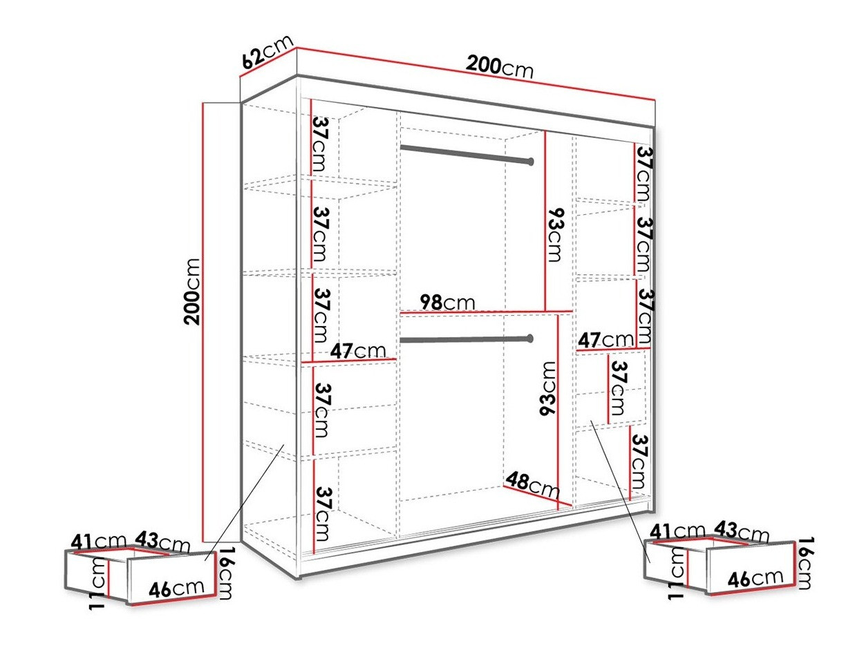 Ormar Hartford 256 (Mat crna + Crni mermer)