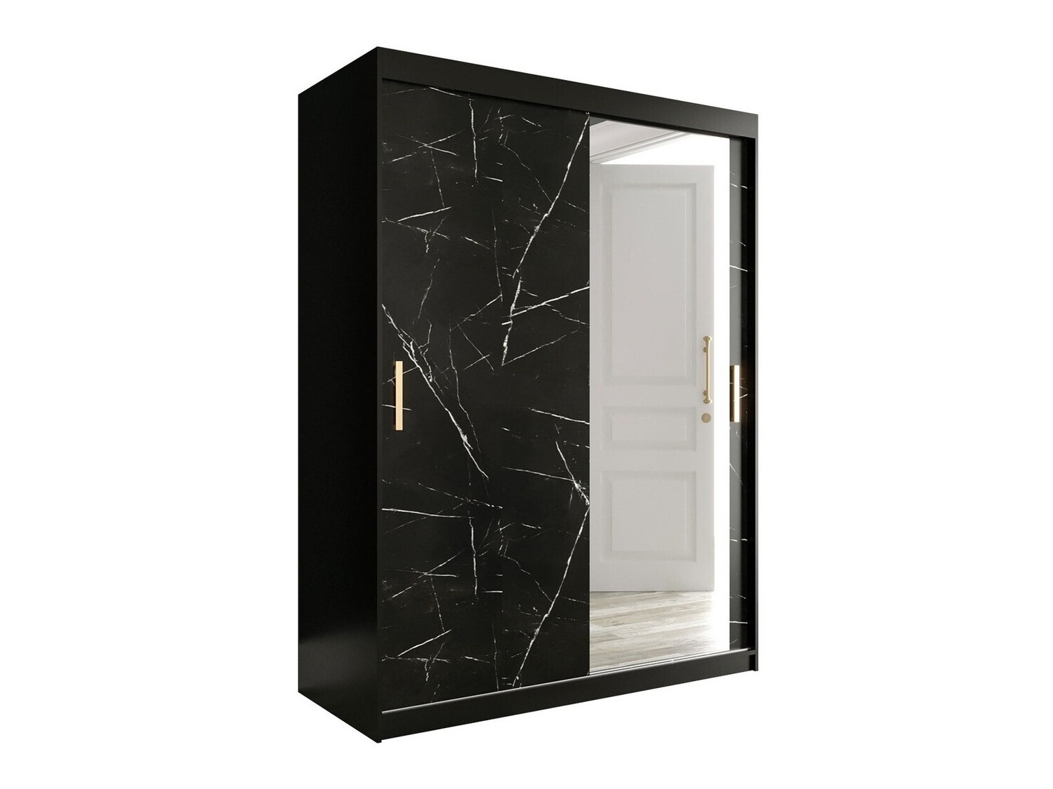 Ormar Hartford 260 (Mat crna + Crni mermer)