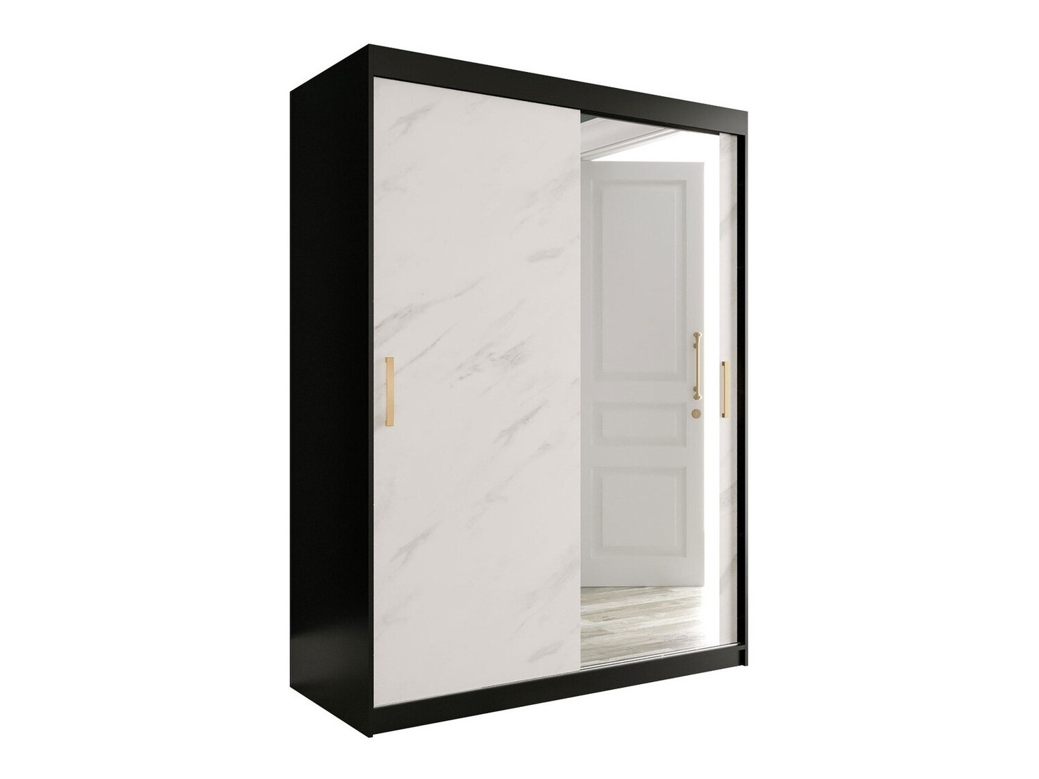 Ormar Hartford 260 (Mat crna + Beli mermer)