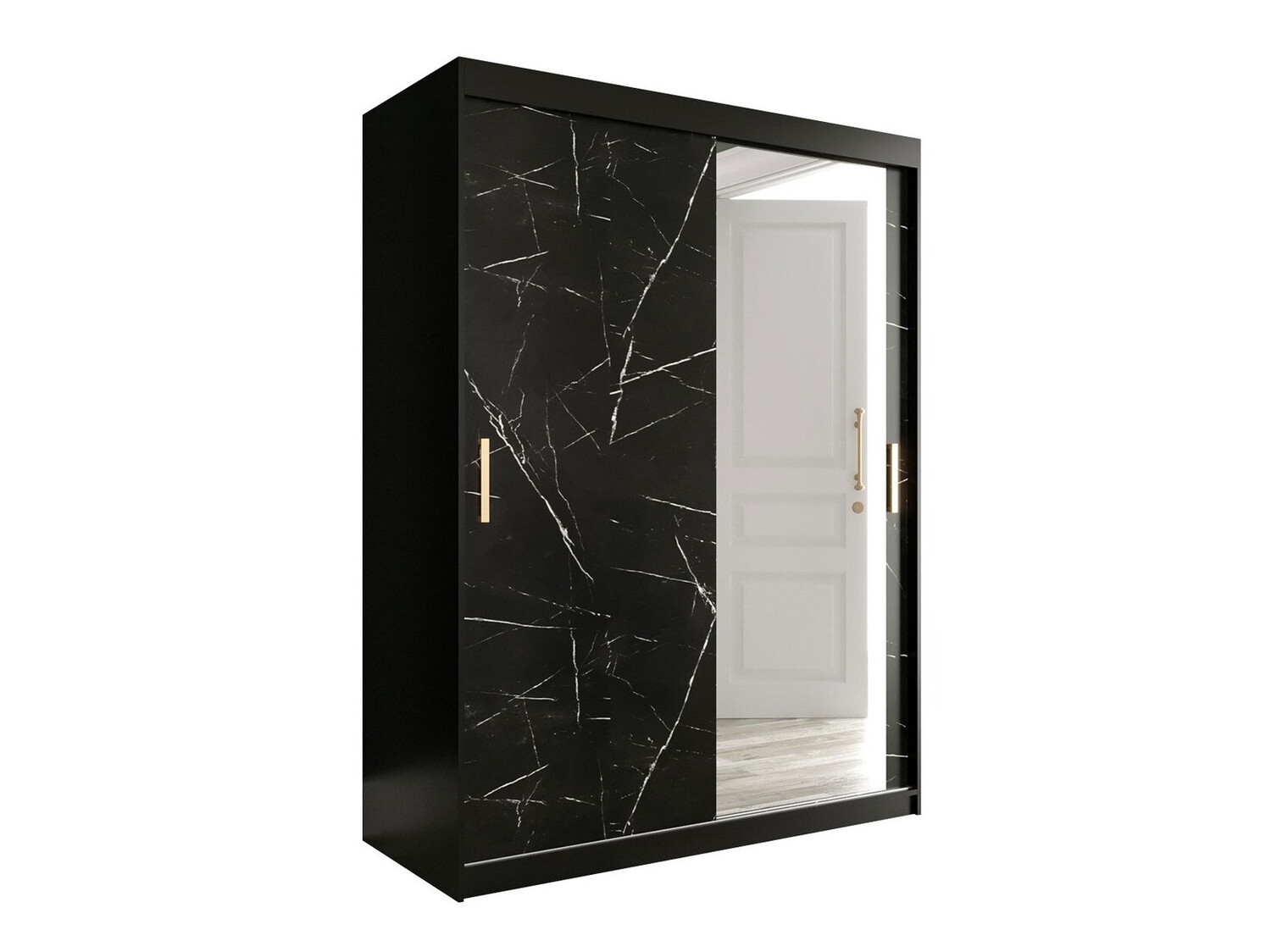 Ormar Hartford 260 (Mat crna + Crni mermer)