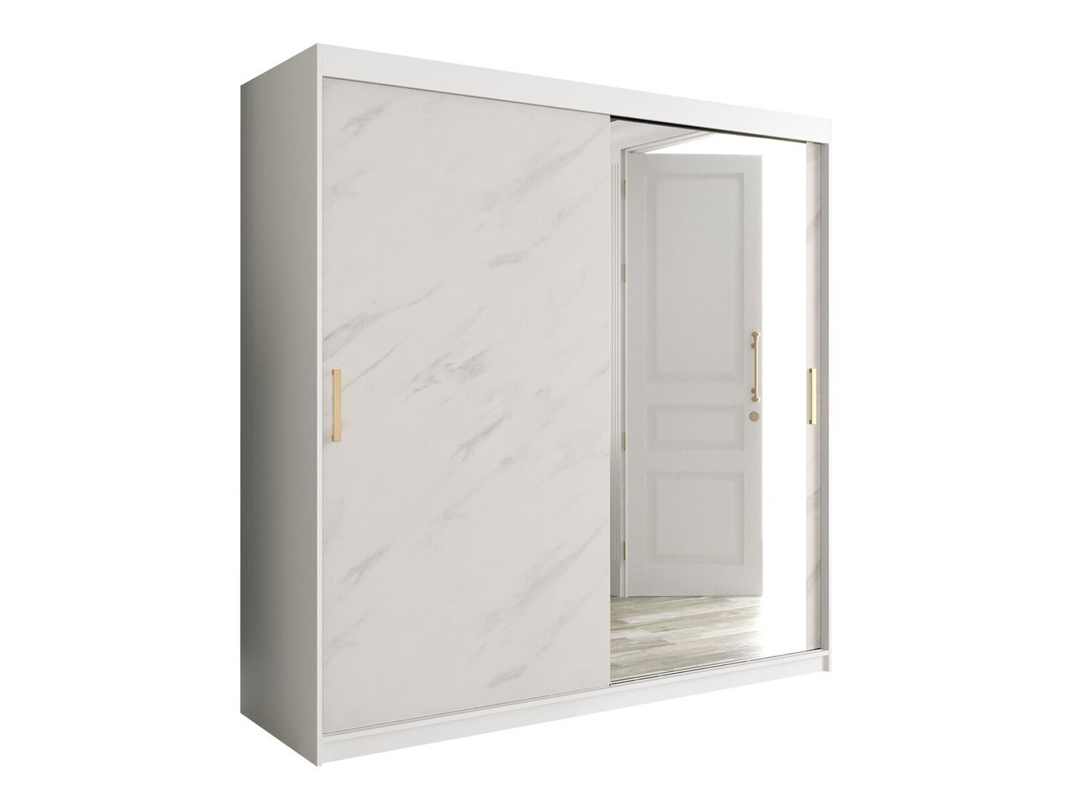 Ormar Hartford 262 (Mat belo + Beli mermer)