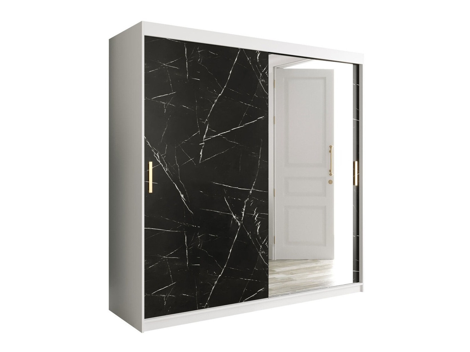 Ormar Hartford 262 (Mat belo + Crni mermer)