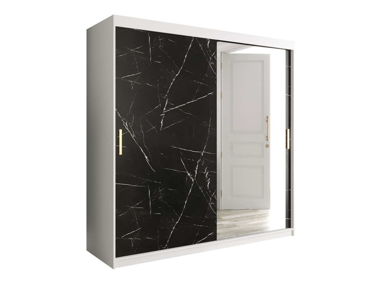 Ormar Hartford 262 (Mat belo + Crni mermer)