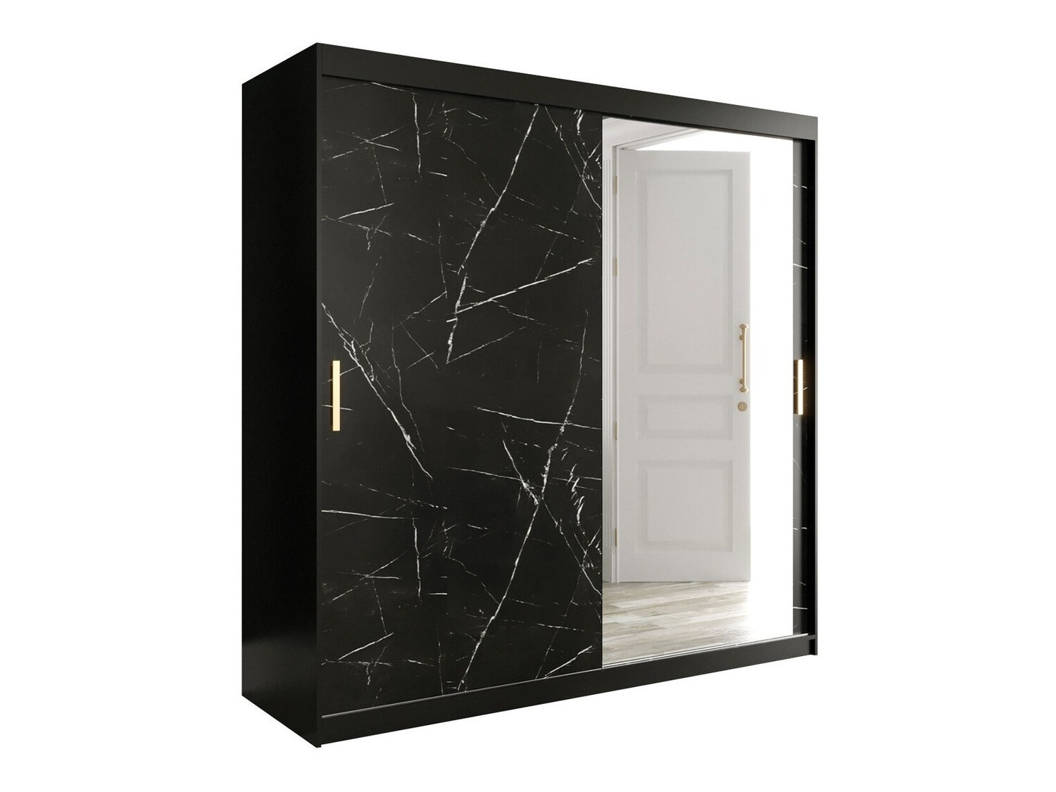 Ormar Hartford 262 (Mat crna + Crni mermer)