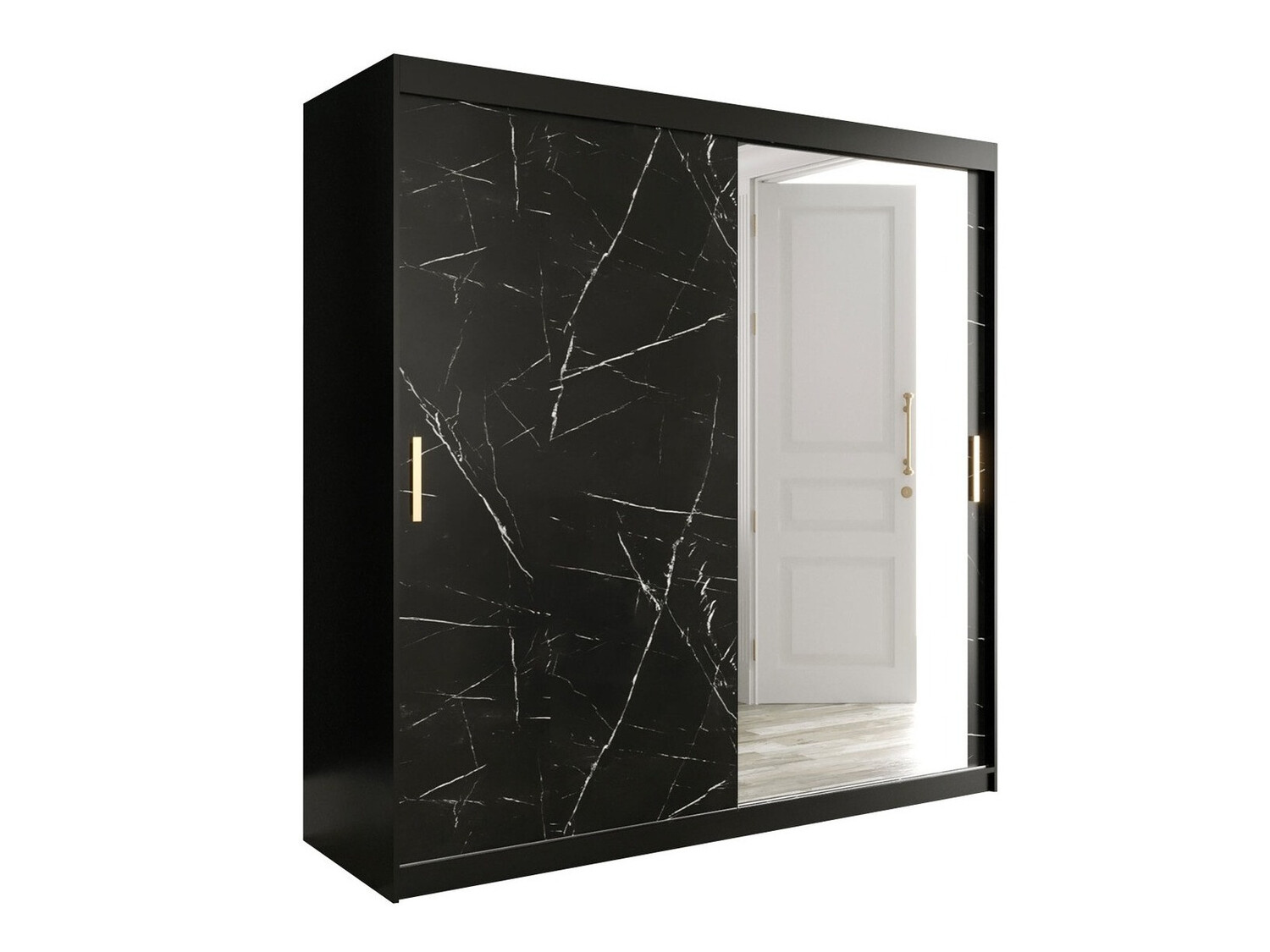 Ormar Hartford 262 (Mat crna + Crni mermer)