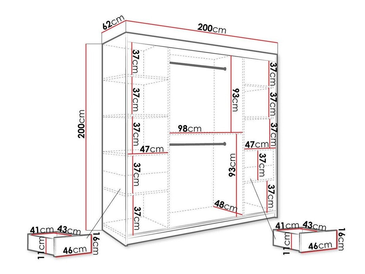 Ormar Hartford 262 (Mat crna + Crni mermer)