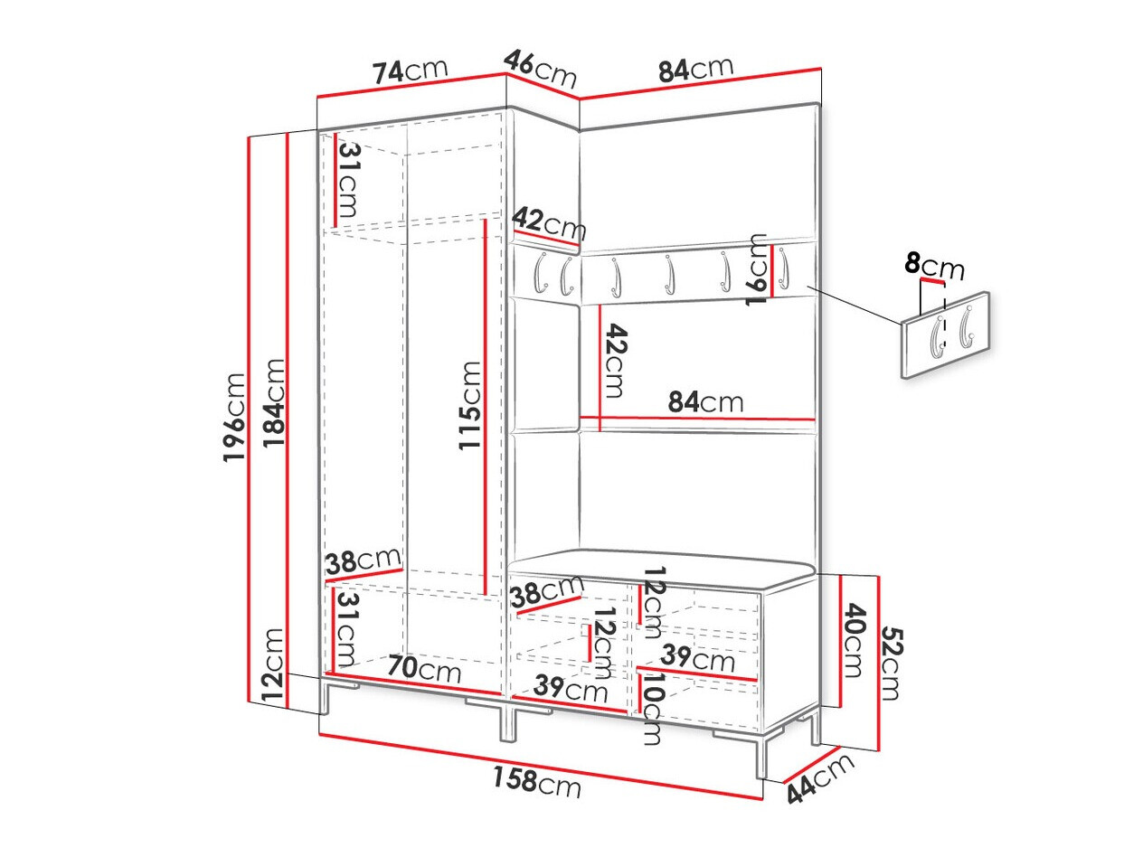 Set za hodnik Tivsoa 100 (Belo)