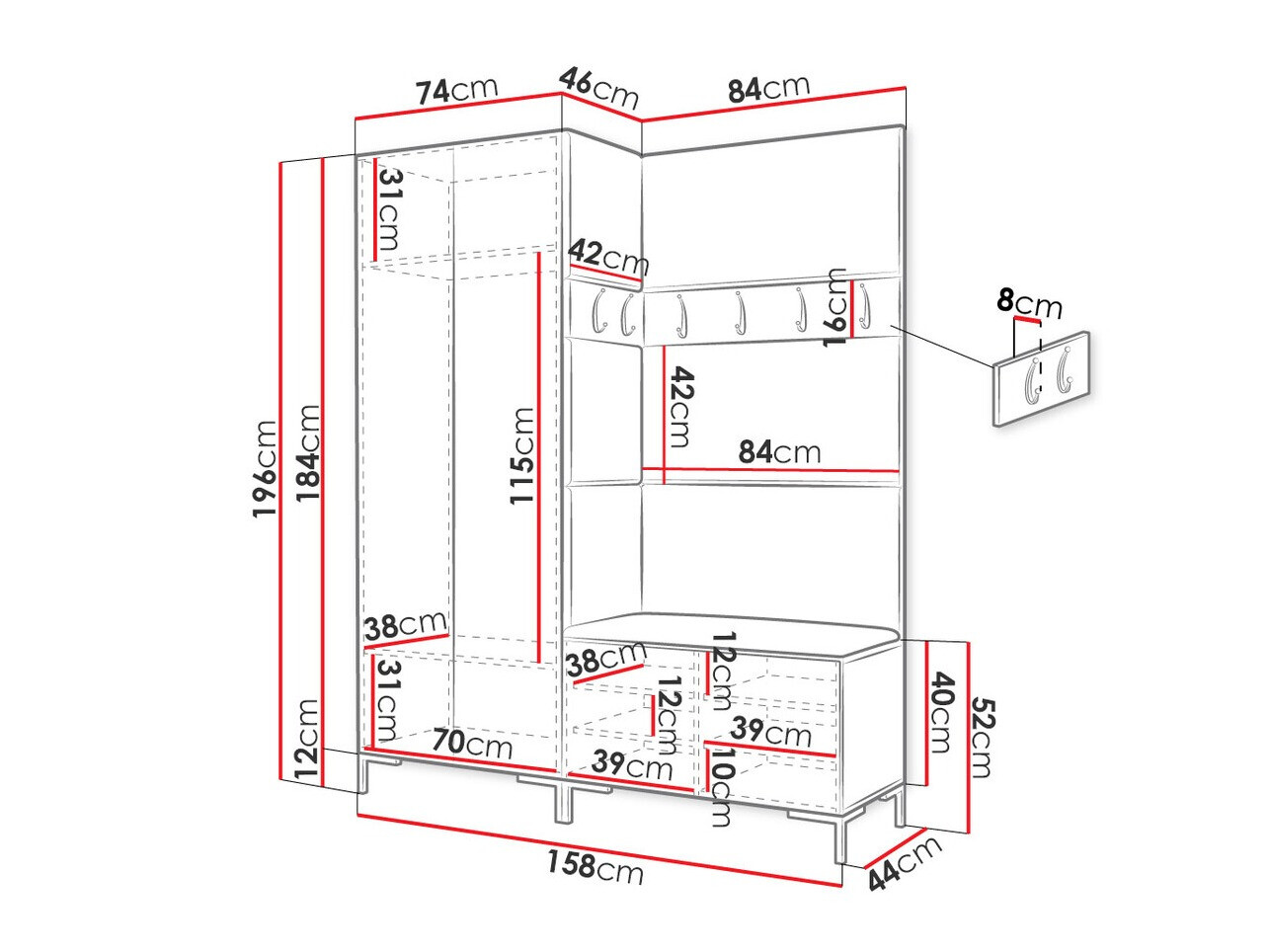Set za hodnik Tivsoa 100 (Craft hrast)