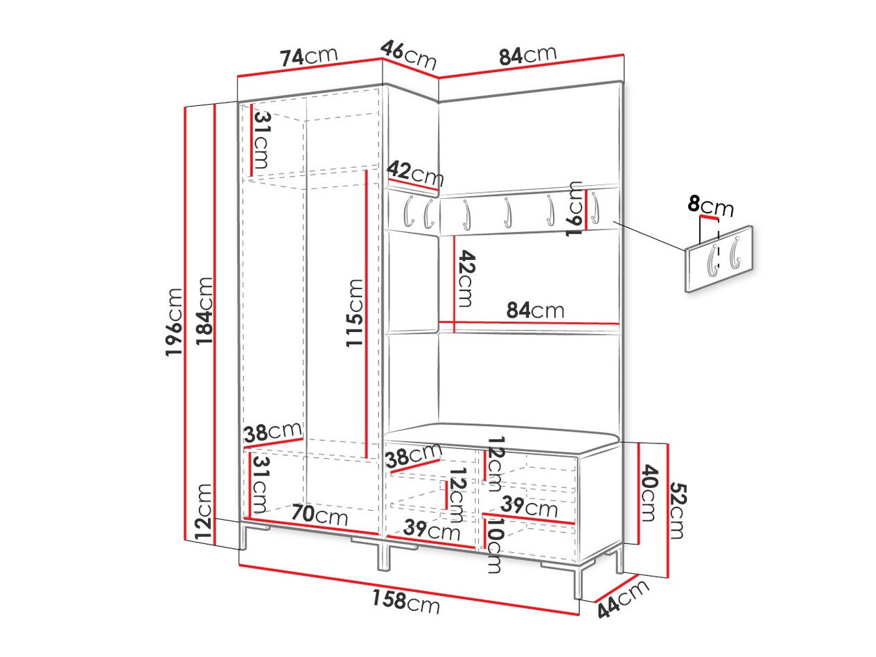 Set za hodnik Tivsoa 100 (Craft hrast)