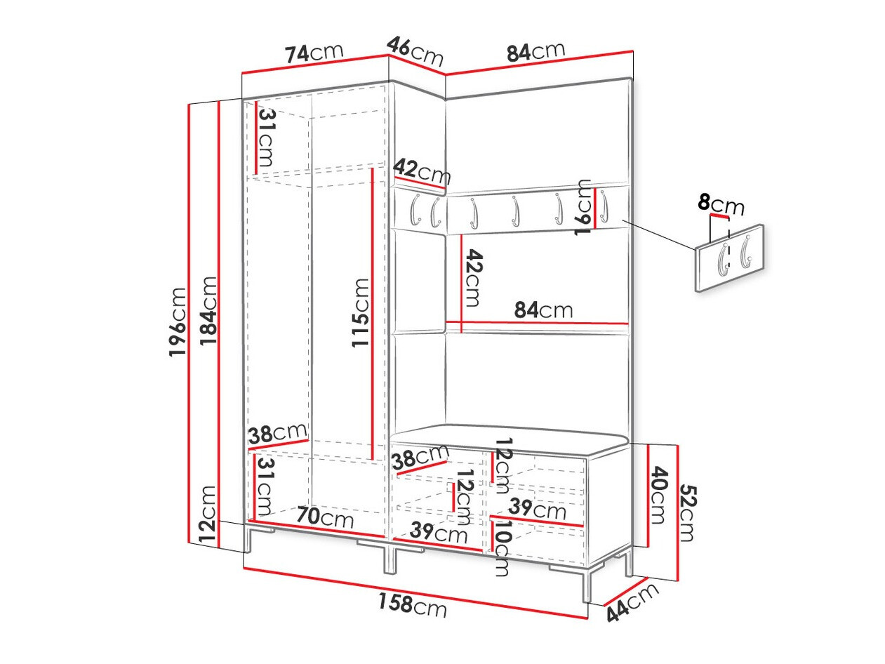 Set za hodnik Tivsoa 100 (Craft hrast)