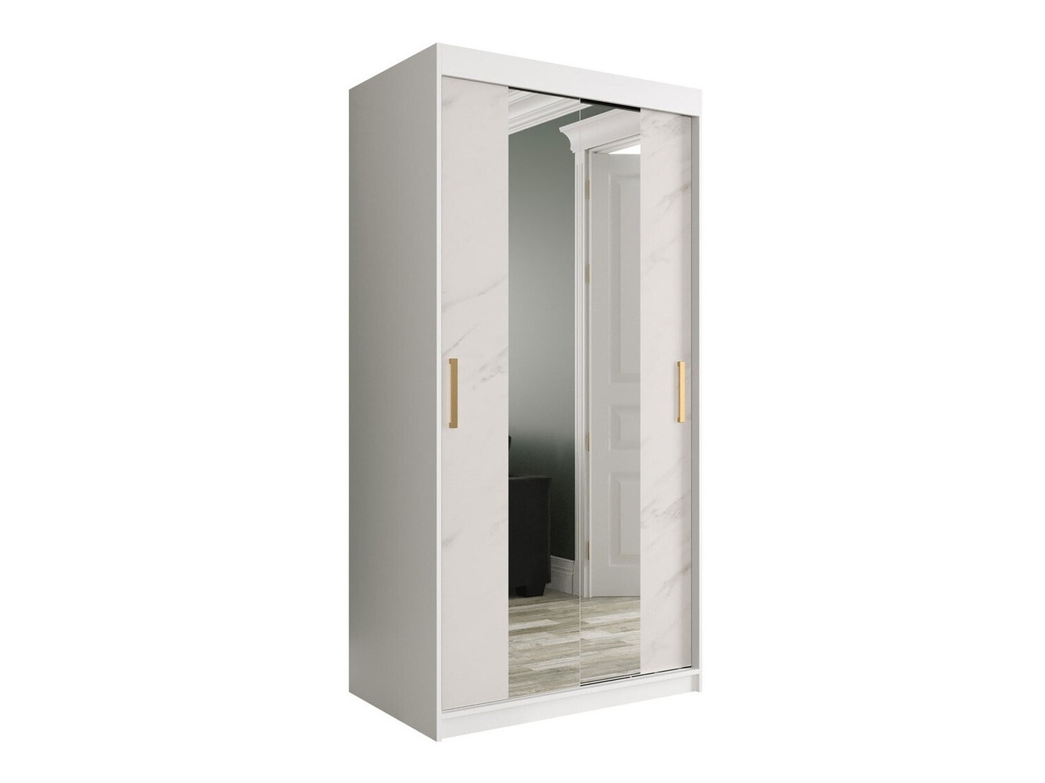 Ormar Hartford 252 (Mat belo + Beli mermer)