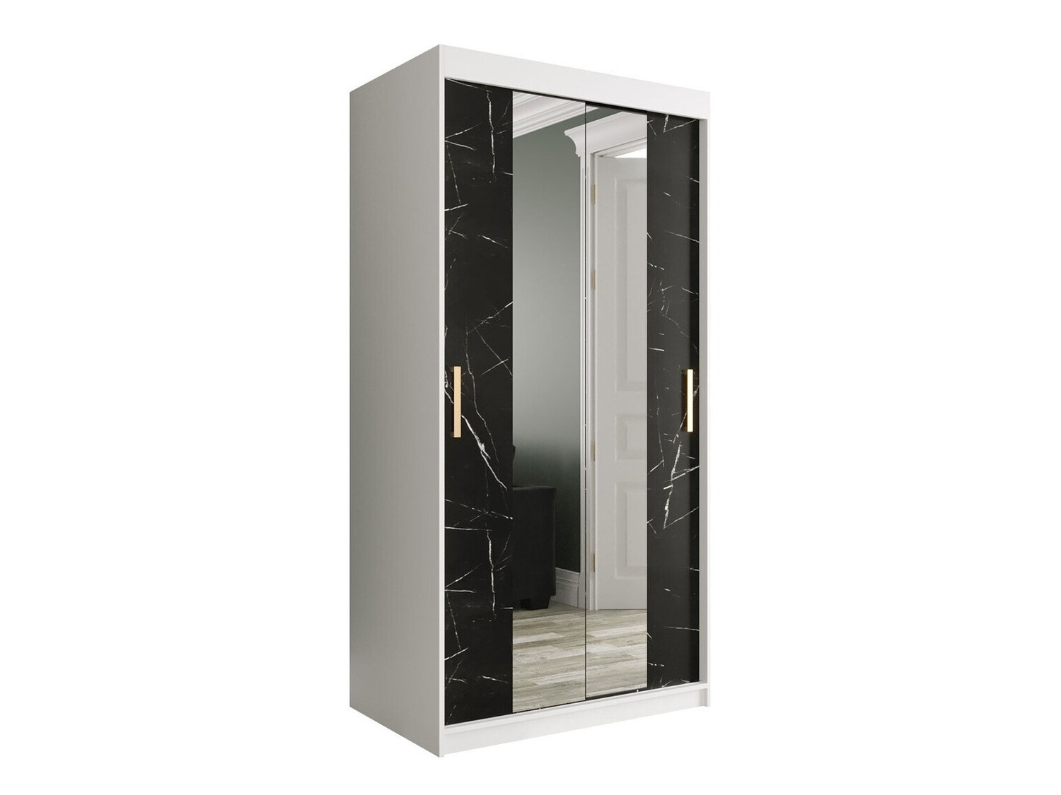 Ormar Hartford 252 (Mat belo + Crni mermer)