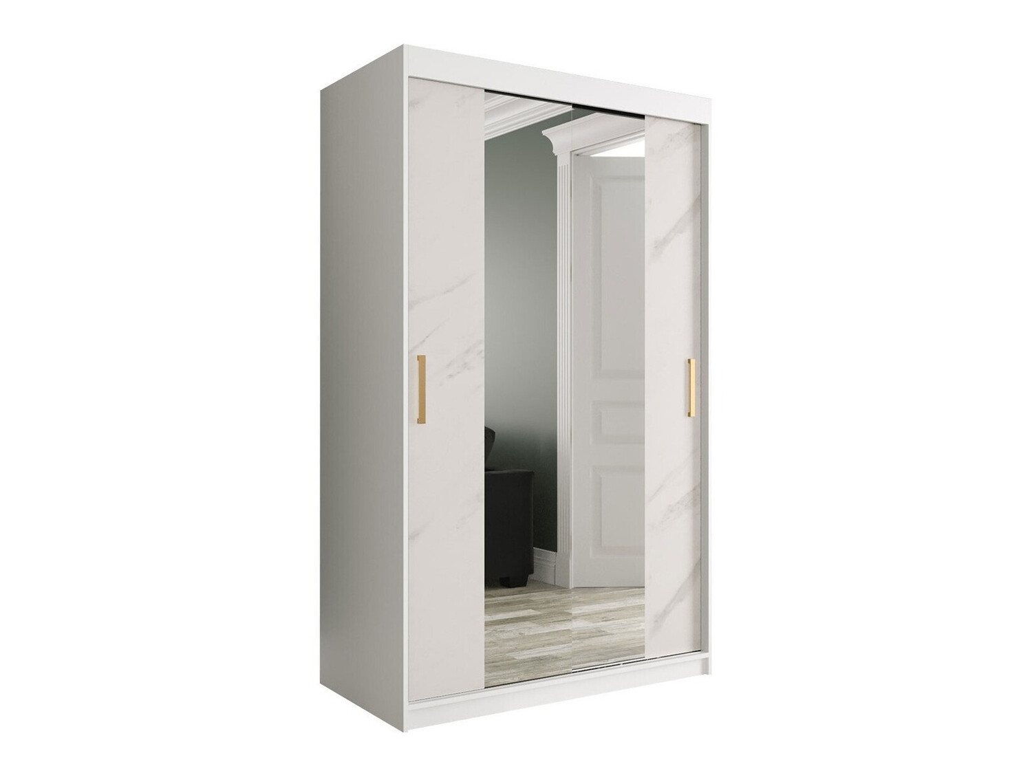 Ormar Hartford 253 (Mat belo + Beli mermer)