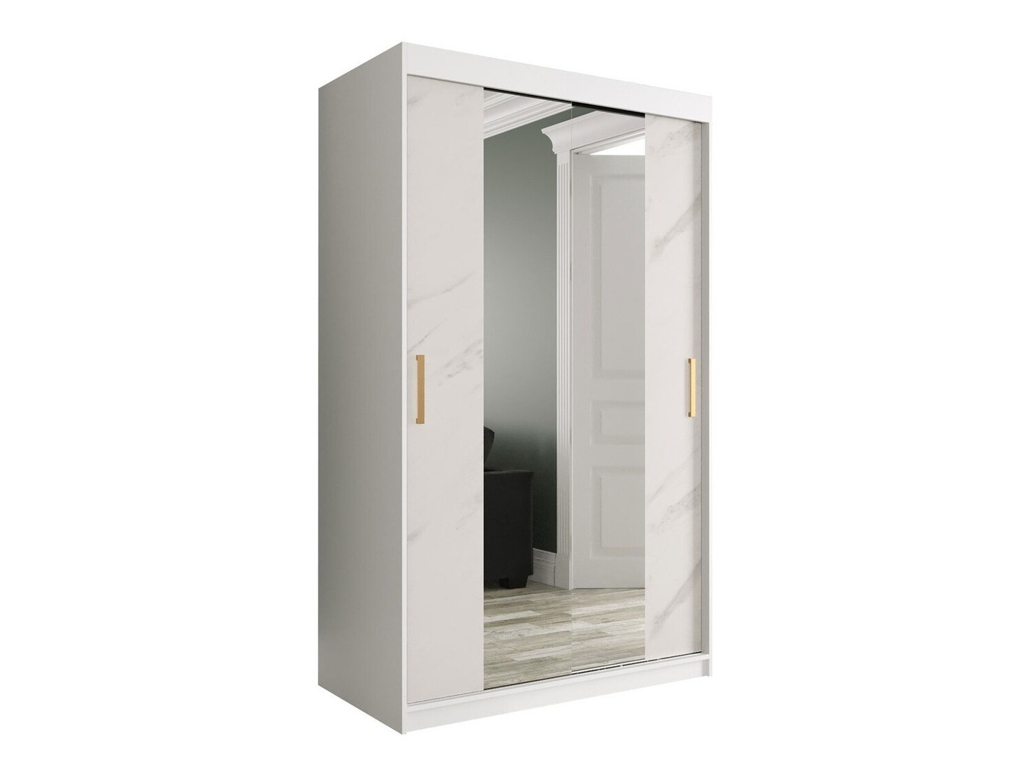 Ormar Hartford 253 (Mat belo + Beli mermer)