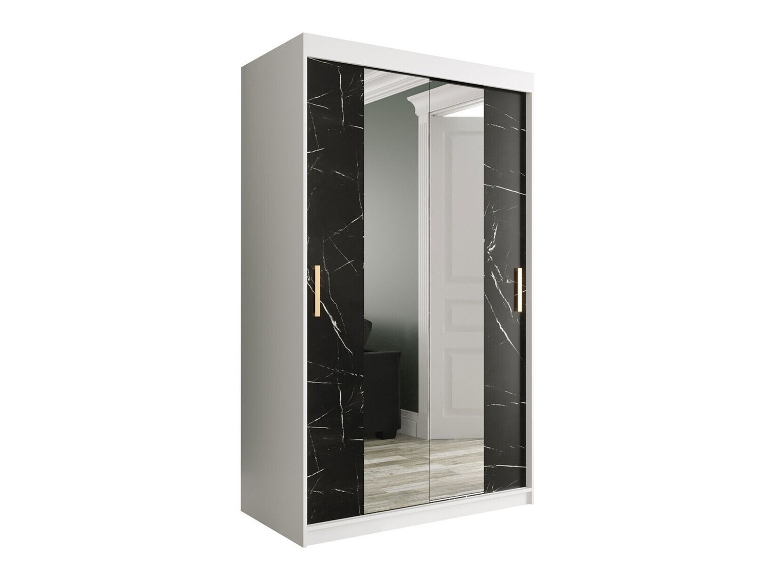 Ormar Hartford 253 (Mat belo + Crni mermer)