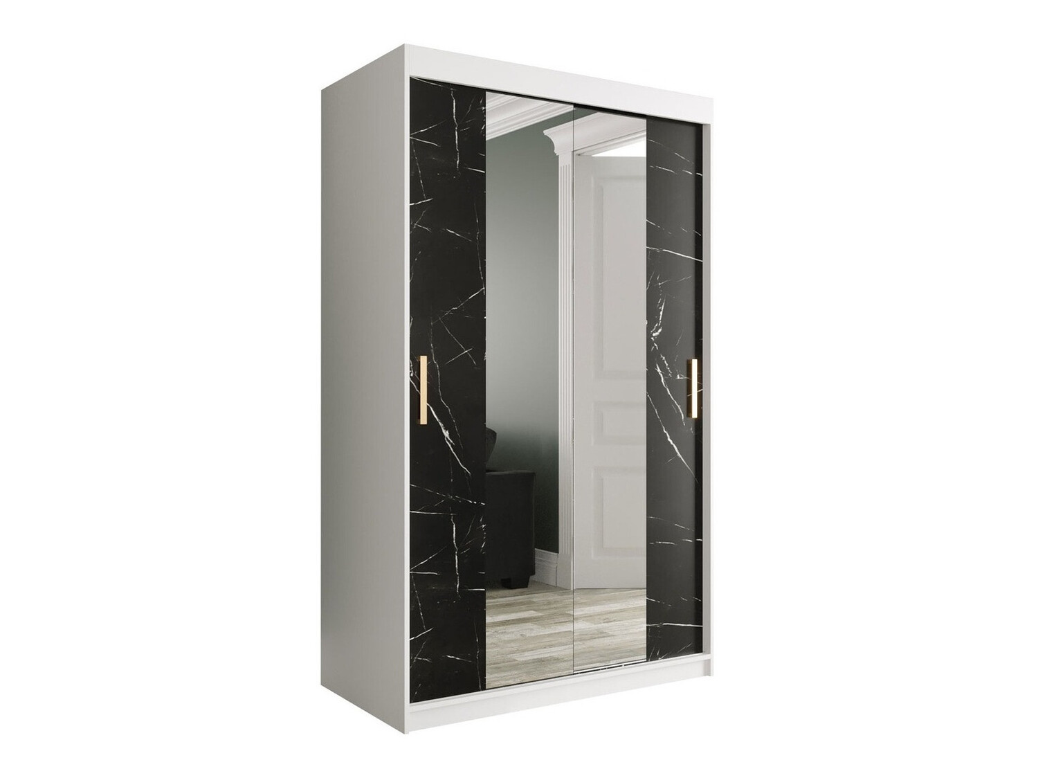 Ormar Hartford 253 (Mat belo + Crni mermer)