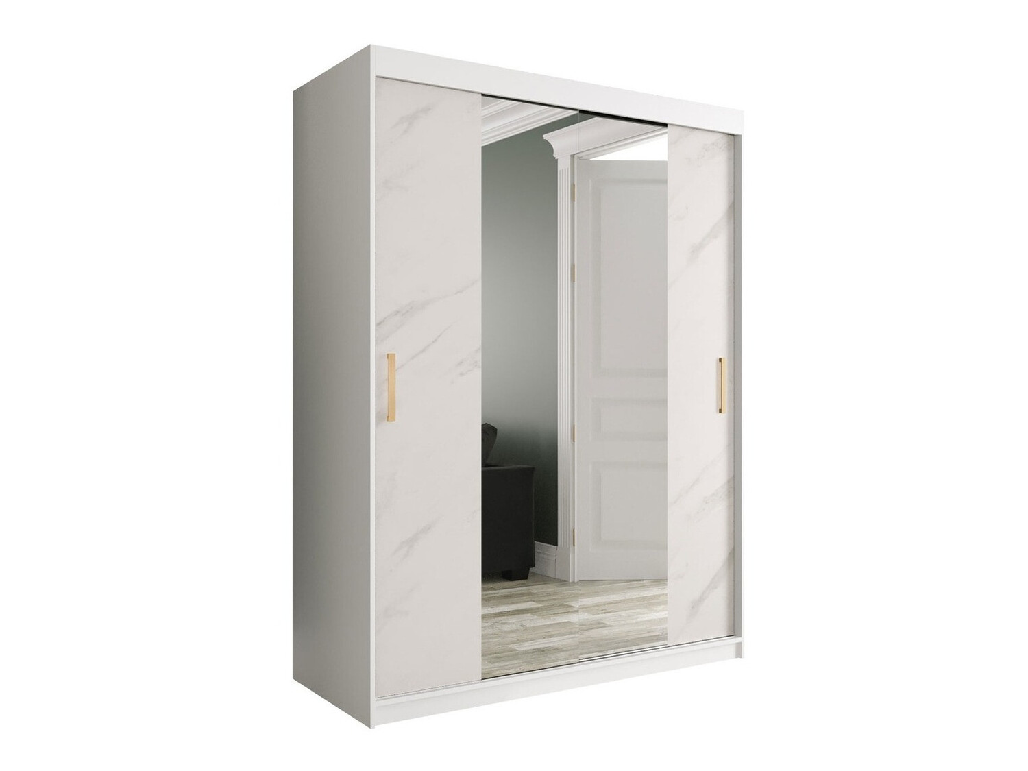 Ormar Hartford 254 (Mat belo + Beli mermer)