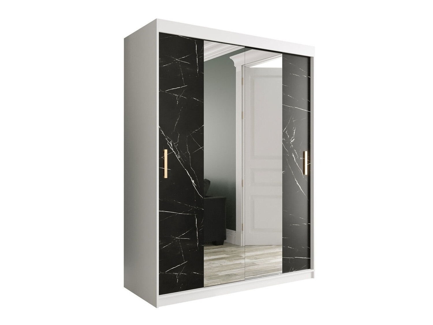 Ormar Hartford 254 (Mat belo + Crni mermer)