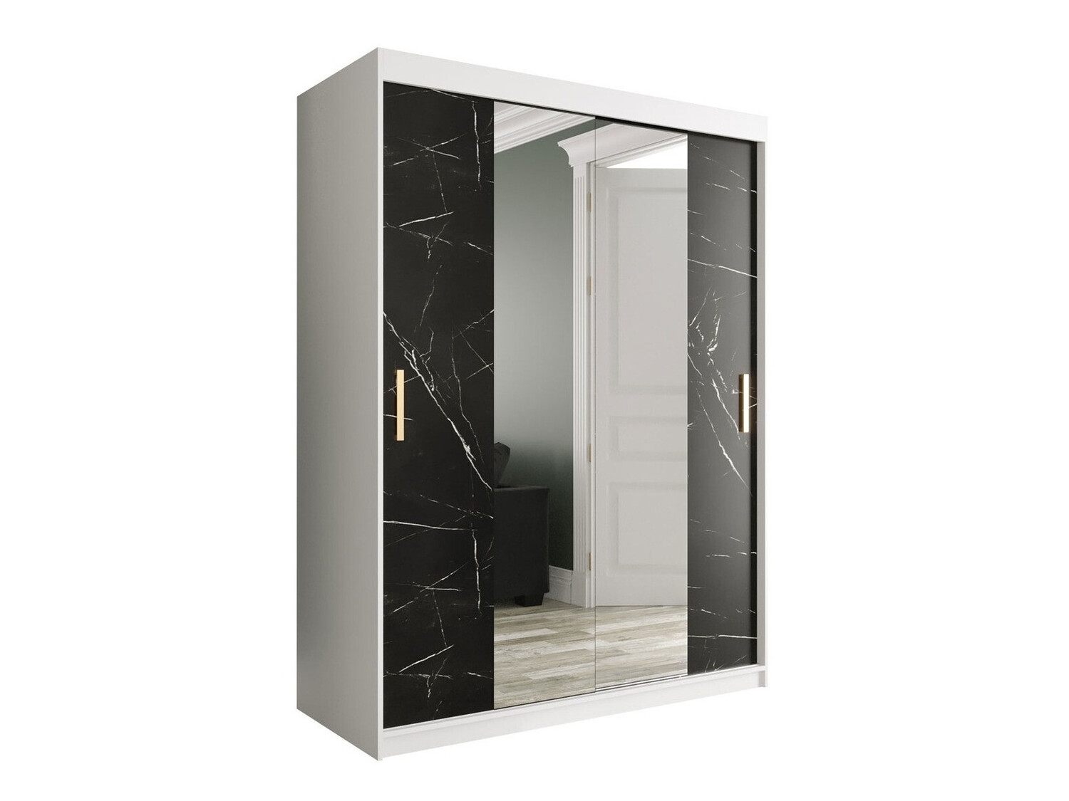 Ormar Hartford 254 (Mat belo + Crni mermer)